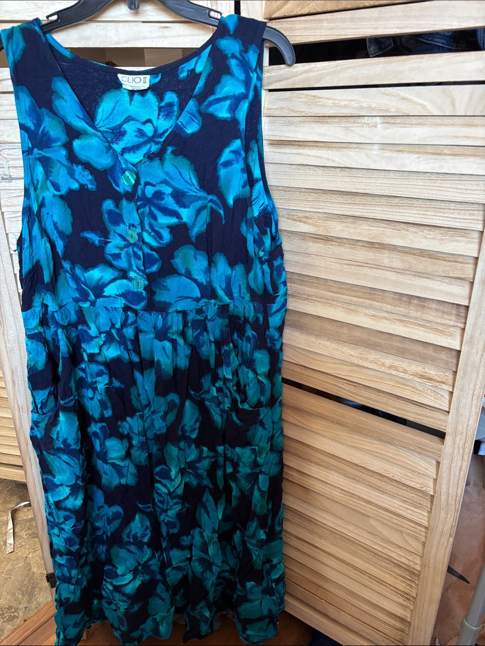 Clio Navy MIDI Dress with Blue-Teal Floral Print 2X